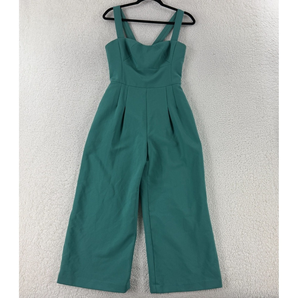 Gal Meets Glam Jumpsuit Womens Size 2 Green Sleeveless Cropped Sweatheart